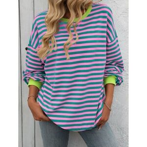 Striped Green and Pink Women's Top